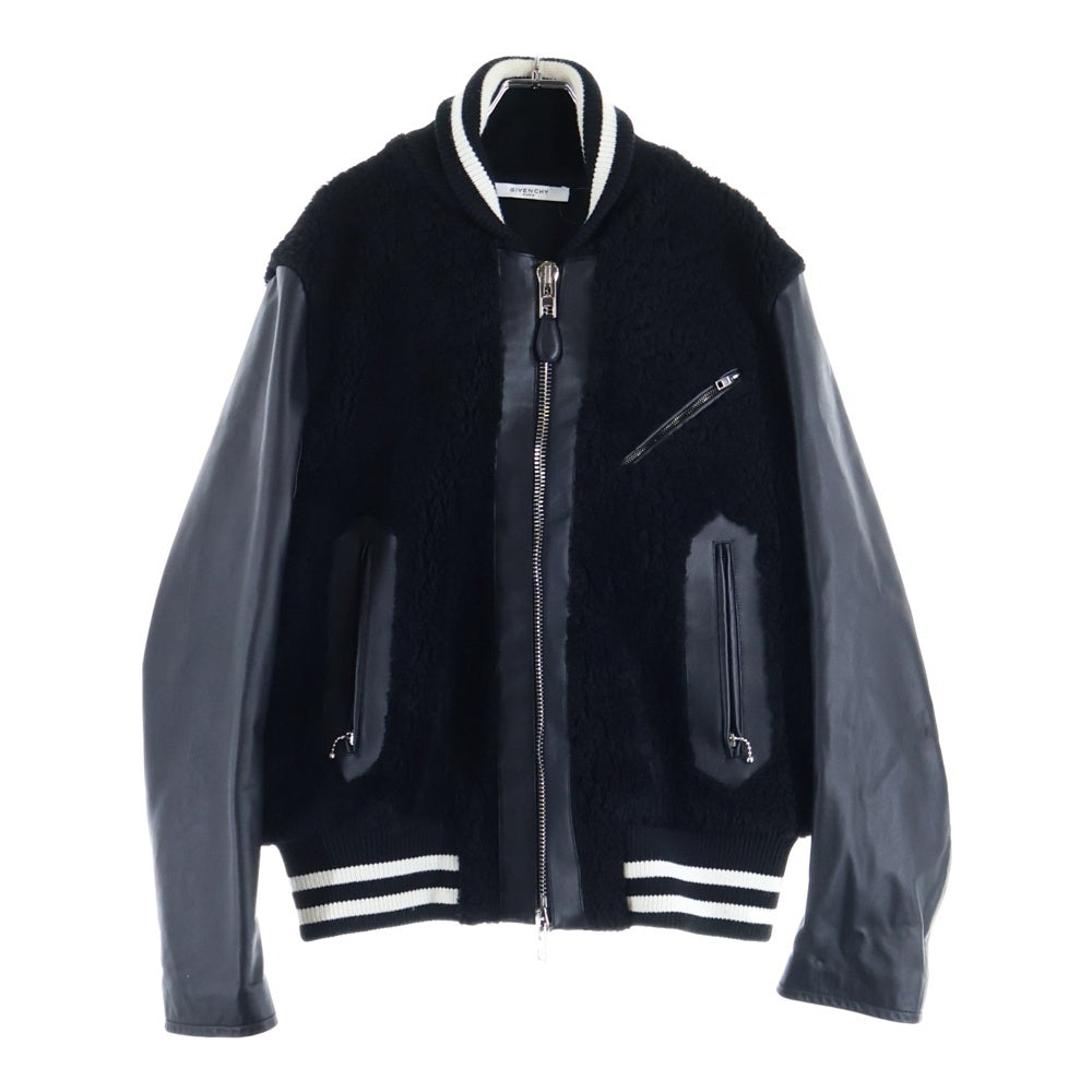 GIVENCHY(ジバンシィ) ボア切り替え ジップアップラムレザージャケット ブラック 17F 0303 448