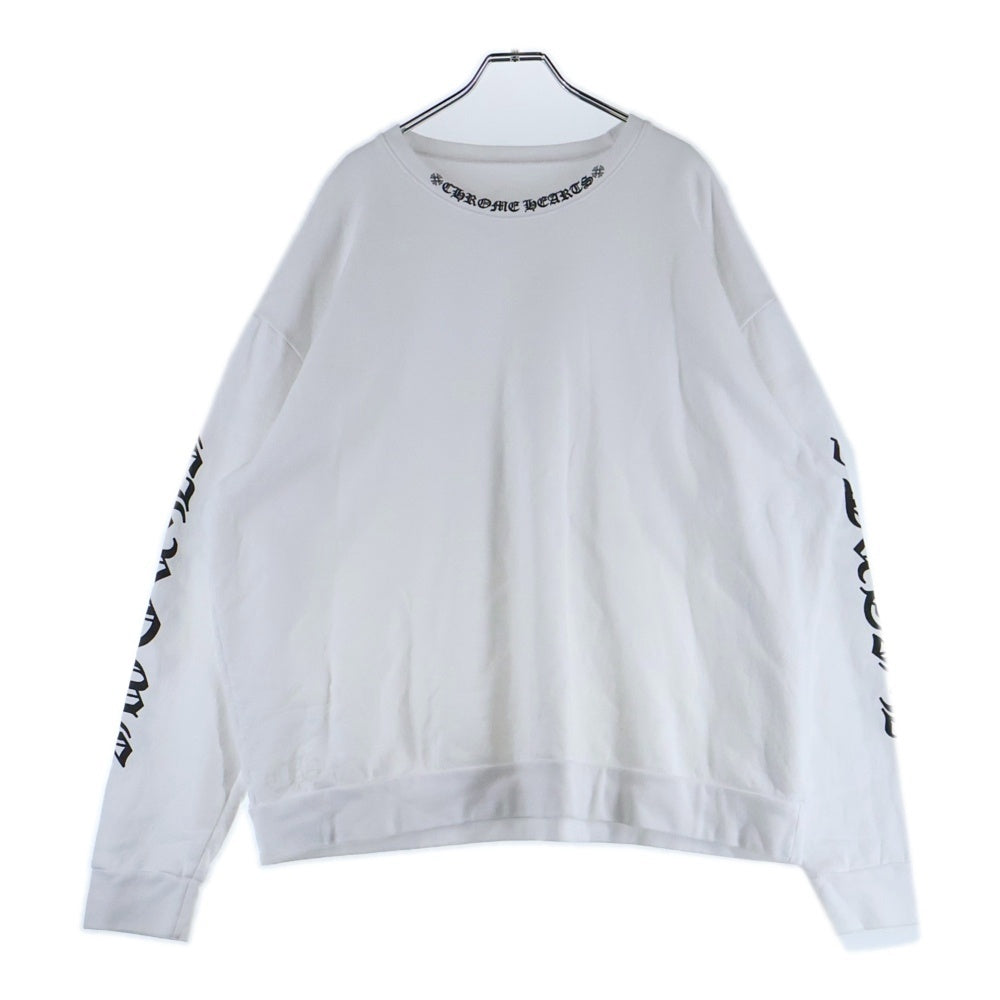 CHROME HEARTS(クロムハーツ) SWTSHRT 袖ロゴプリントクルーネックロゴ スウェット ホワイト