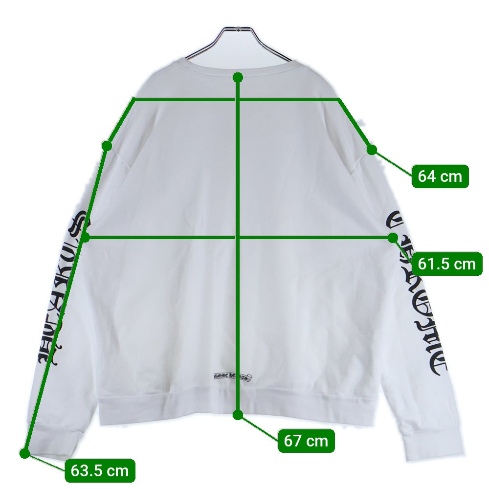 CHROME HEARTS(クロムハーツ) SWTSHRT 袖ロゴプリントクルーネックロゴ スウェット ホワイト