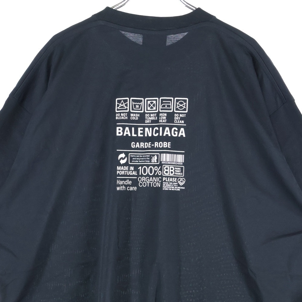 BALENCIAGA(バレンシアガ) ケアラベル バックプリント 半袖Tシャツ ブラック 724514 TNVL9