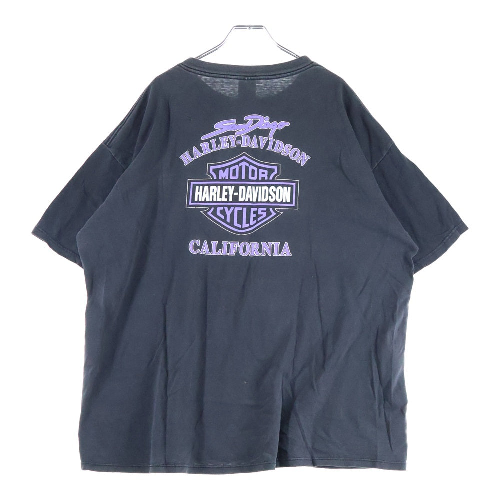 HARLEY DAVIDSON(ハーレーダビッドソン) 00S USA製 グラフィックプリント 半袖Tシャツ カットソー ブラック XXL