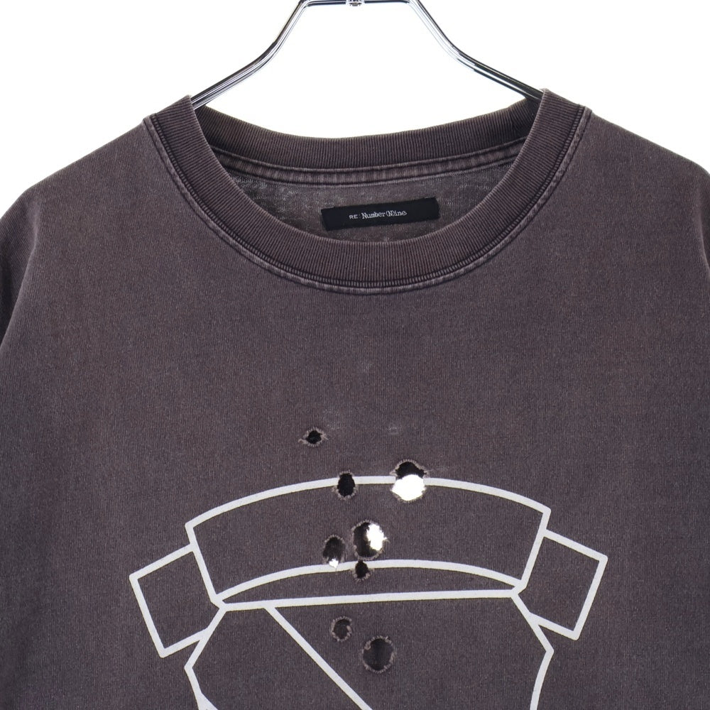 NUMBER (N)INE(ナンバーナイン) エンブレム クラッシュ加工 半袖Tシャツ ブラウン NMBsc537