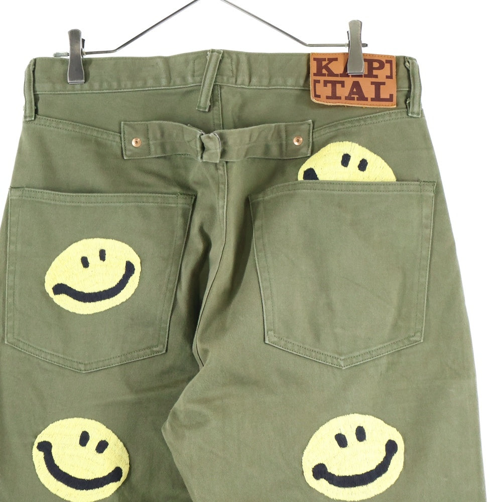 KAPITAL(キャピタル) Smile Embroidery スマイル刺繍 コットンデニムパンツ カーキ K1910LP805