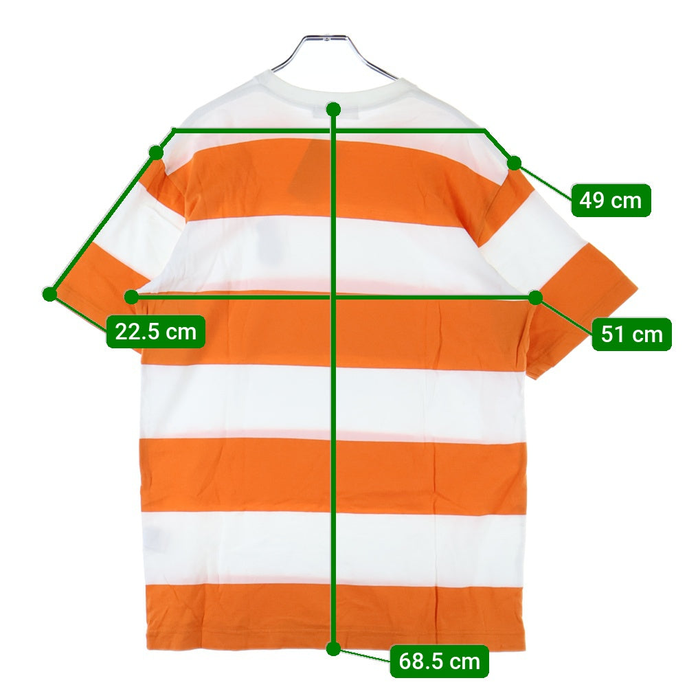 A BATHING APE(アベイシングエイプ) ワンポイント刺繡 ボーダー半袖Tシャツ カットソー オレンジ