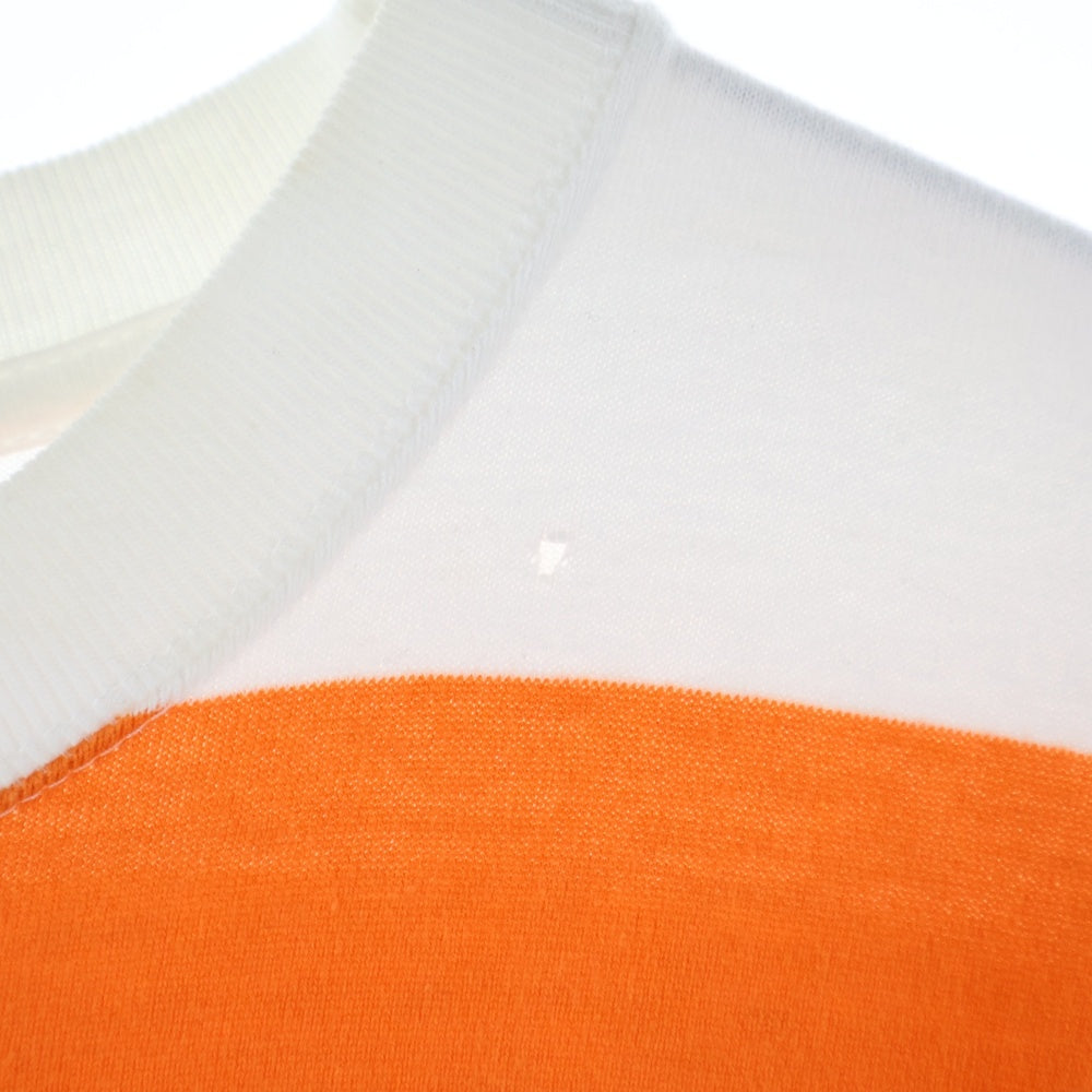 A BATHING APE(アベイシングエイプ) ワンポイント刺繡 ボーダー半袖Tシャツ カットソー オレンジ