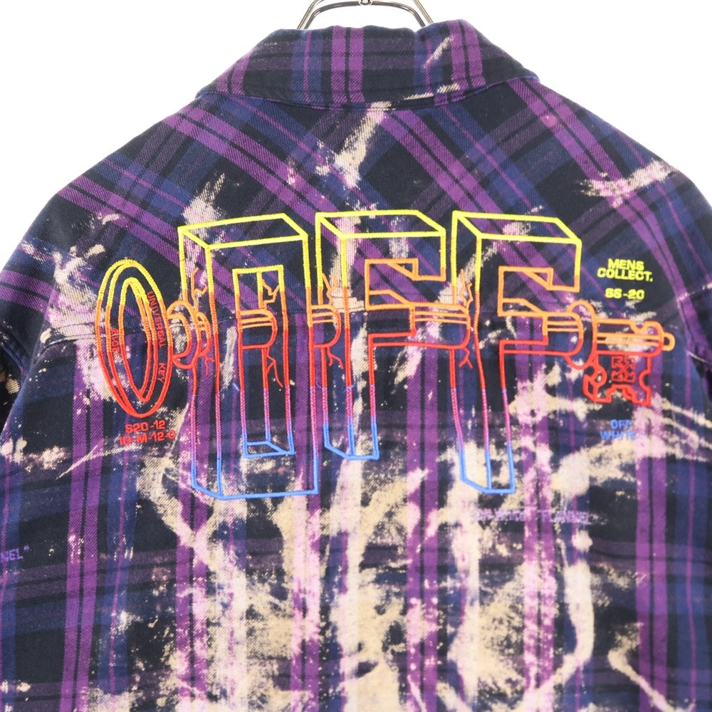 OFF-WHITE(オフホワイト) 20ss Kiss over embroidered oversized shirt キス オーバーエンブロダイリー オーバーサイズ フランネルシャツ パープル OMGA098S20G71049