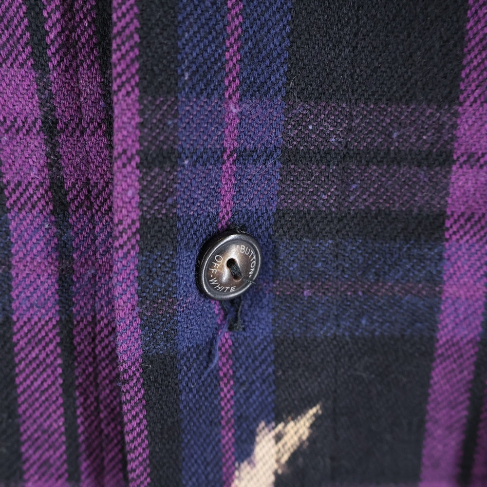 OFF-WHITE(オフホワイト) 20ss Kiss over embroidered oversized shirt キス オーバーエンブロダイリー オーバーサイズ フランネルシャツ パープル OMGA098S20G71049