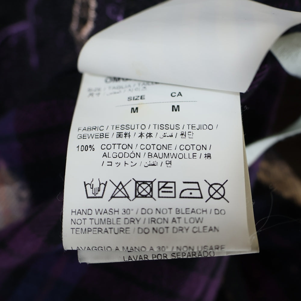 OFF-WHITE(オフホワイト) 20ss Kiss over embroidered oversized shirt キス オーバーエンブロダイリー オーバーサイズ フランネルシャツ パープル OMGA098S20G71049