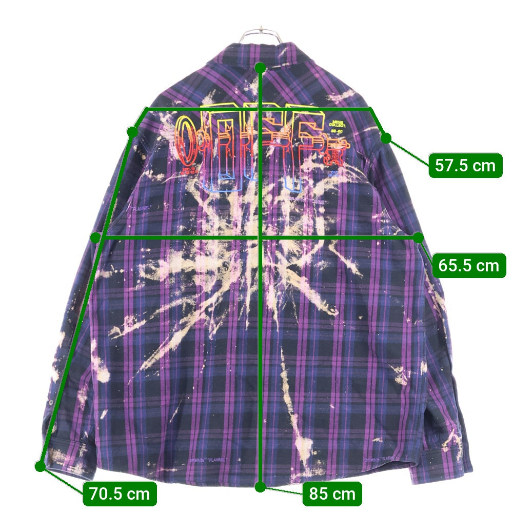 OFF-WHITE(オフホワイト) 20ss Kiss over embroidered oversized shirt キス オーバーエンブロダイリー オーバーサイズ フランネルシャツ パープル OMGA098S20G71049
