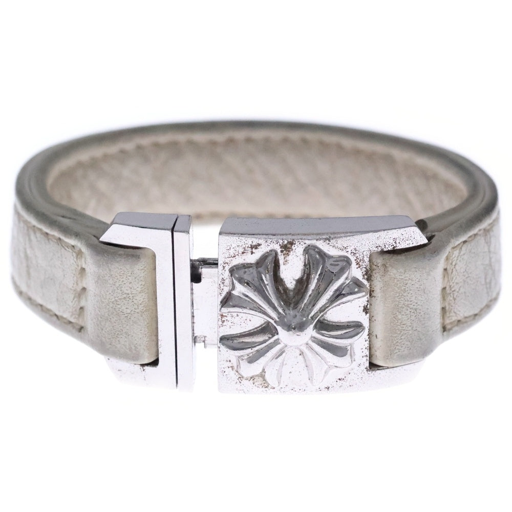 CHROME HEARTS(クロムハーツ) HARNESS CLASP ハーネスクラスプ レザーブレスレット ホワイト/シルバー