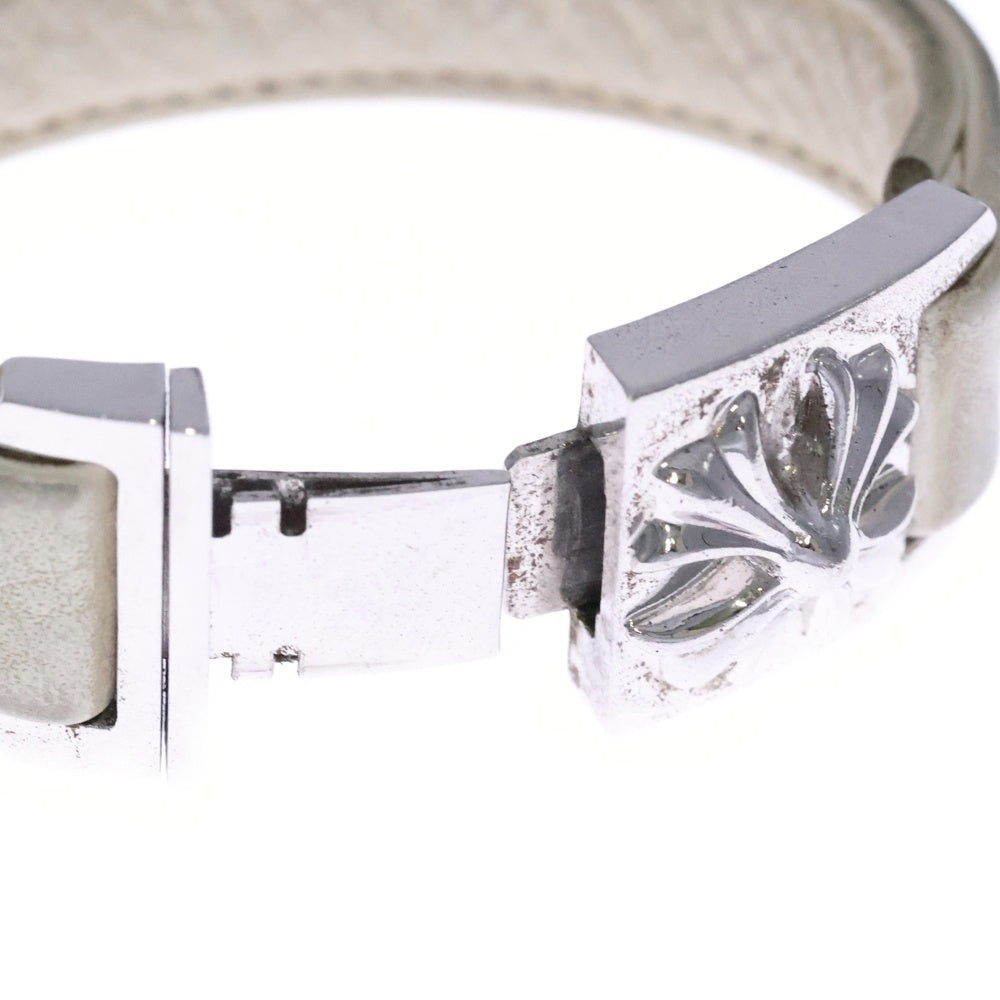 CHROME HEARTS(クロムハーツ) HARNESS CLASP ハーネスクラスプ レザーブレスレット ホワイト/シルバー