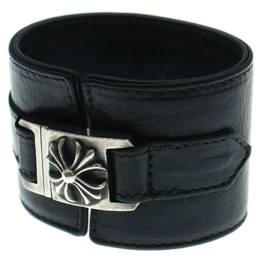 CHROME HEARTS(クロムハーツ) HARNESS CLASP ワイドハーネスクラスプ レザーブレスレット シルバー/ブラック