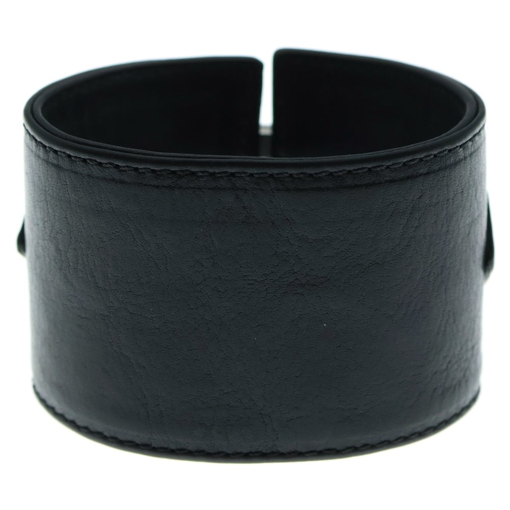 CHROME HEARTS(クロムハーツ) HARNESS CLASP ワイドハーネスクラスプ レザーブレスレット シルバー/ブラック