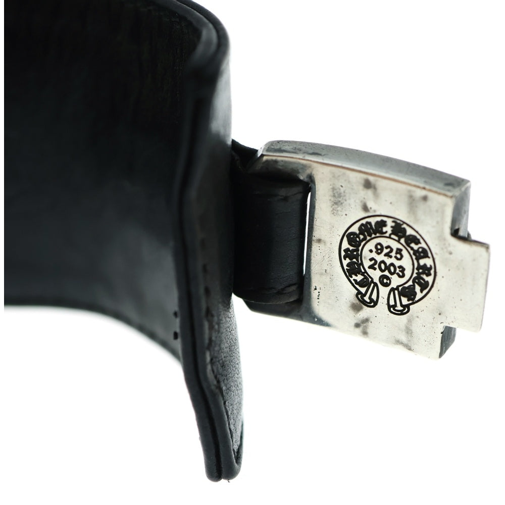 CHROME HEARTS(クロムハーツ) HARNESS CLASP ワイドハーネスクラスプ レザーブレスレット シルバー/ブラック