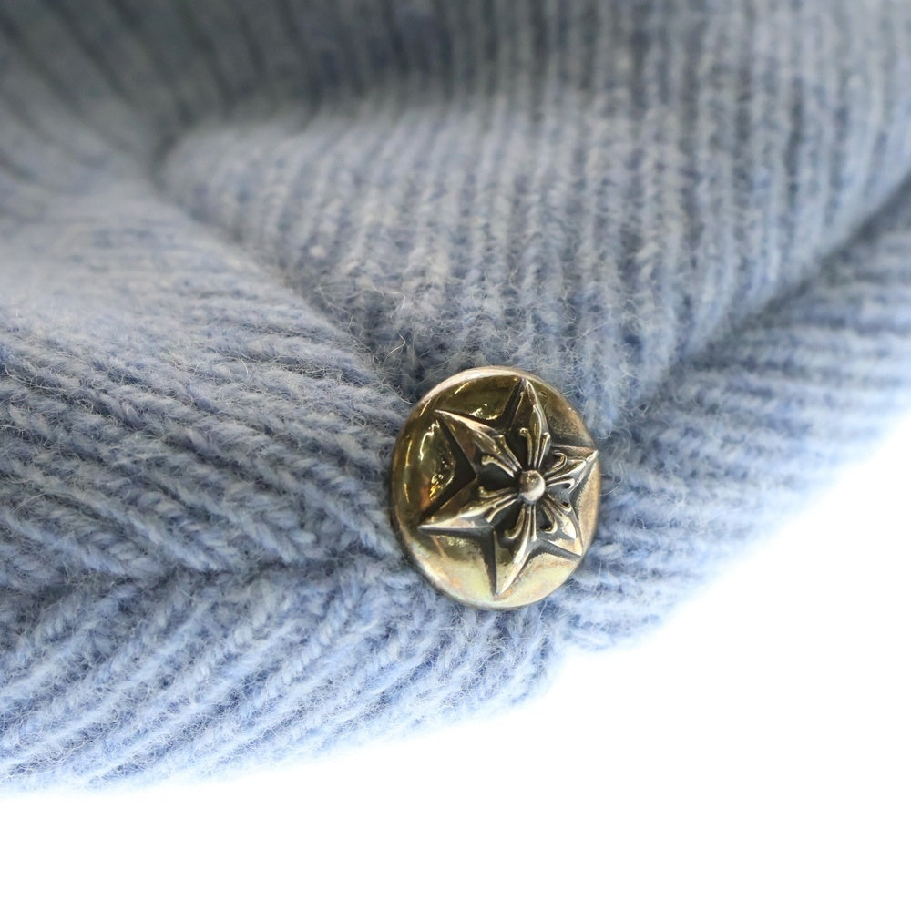 CHROME HEARTS(クロムハーツ) スターボール付きニット帽 BIG DADDY ビッグ ダディ ブルー