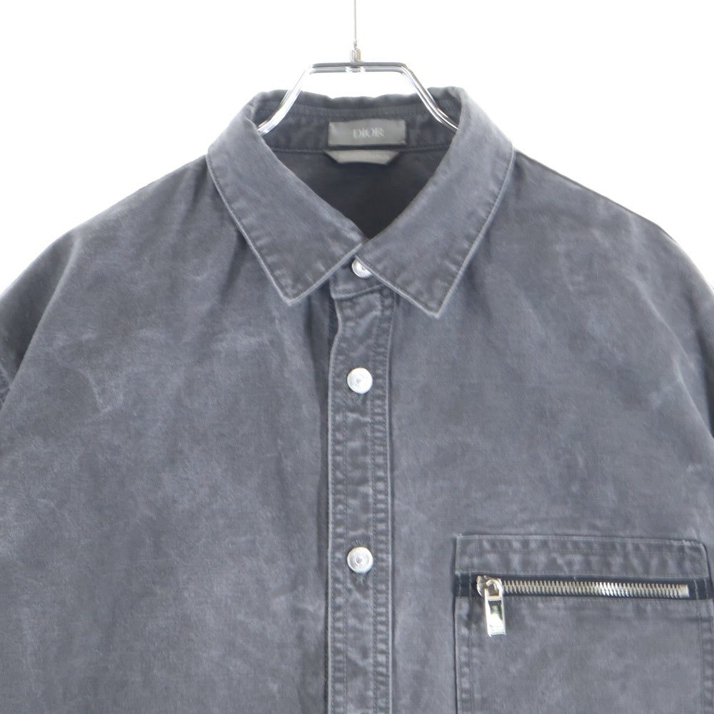 DIOR(ディオール) クチュールパッチ ウォッシュ加工 デニム長袖シャツ グレー 383D587AY520