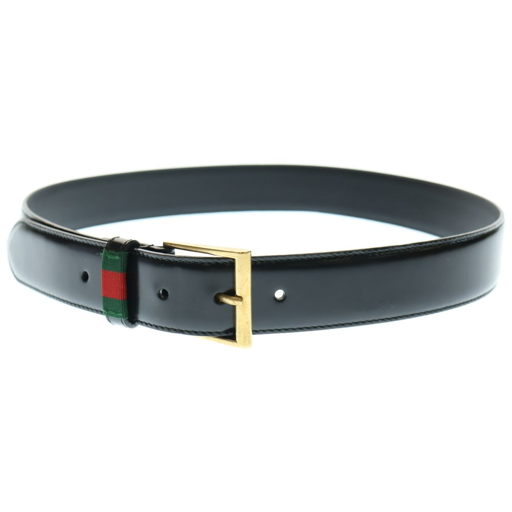 GUCCI(グッチ) シェリーライン ウェブトリム レザーベルト ブラック 495125