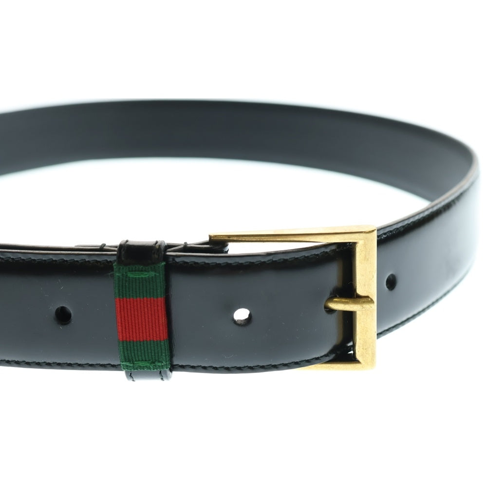 GUCCI(グッチ) シェリーライン ウェブトリム レザーベルト ブラック 495125