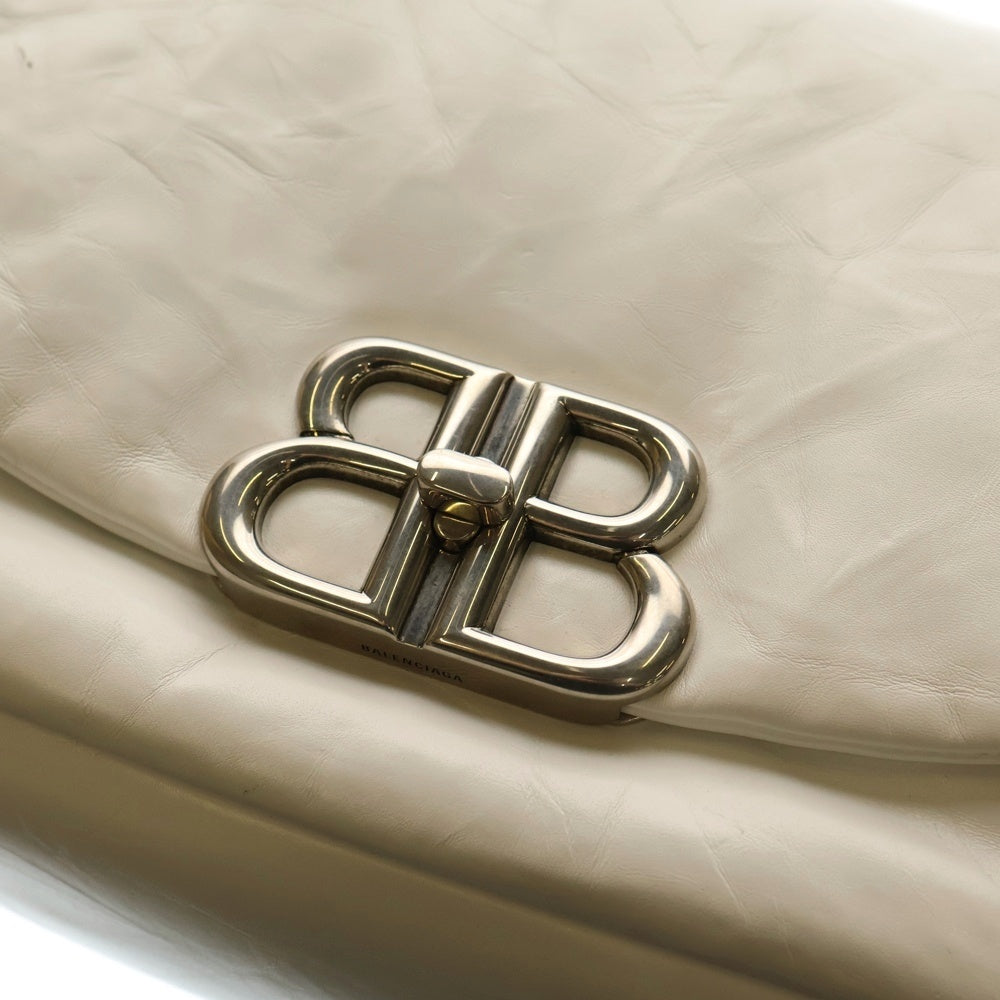 BALENCIAGA(バレンシアガ) モナコ シルバー装飾 レザーショルダーバッグ ホワイト 787896