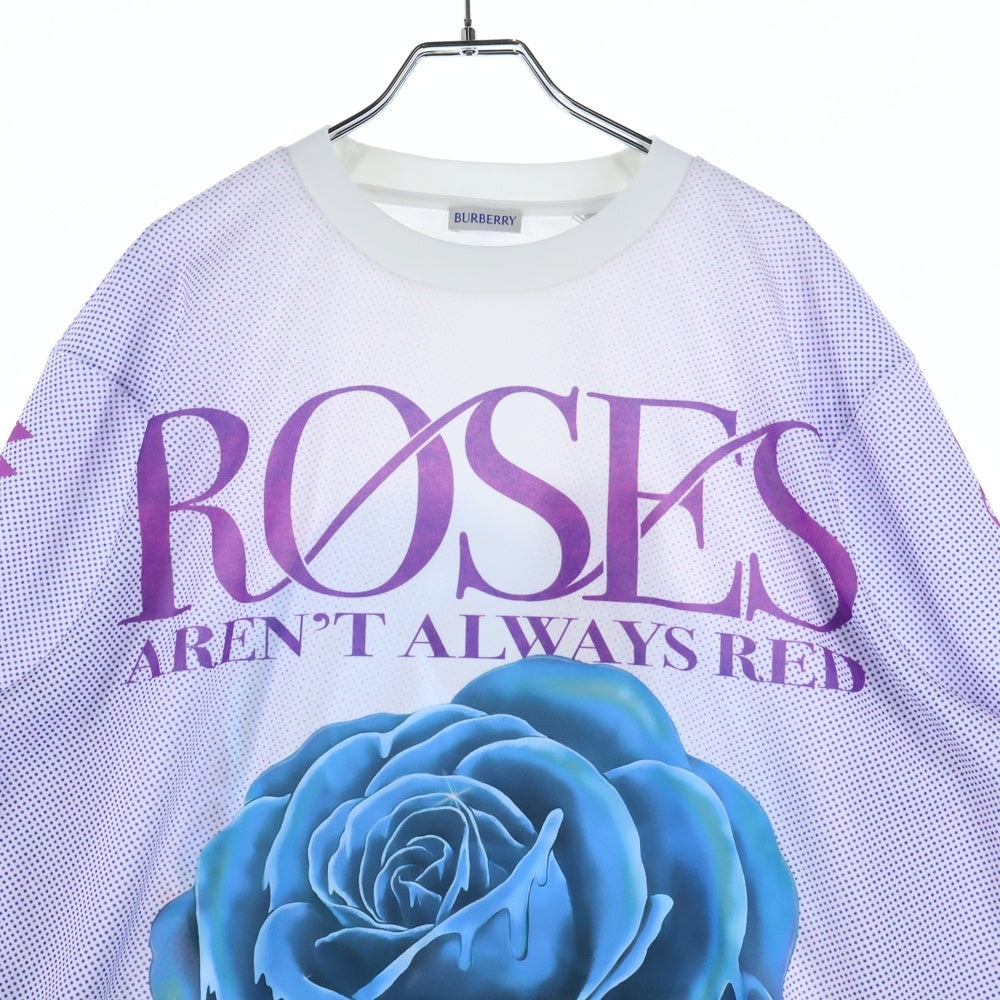 BURBERRY(バーバリー) 23AW ローズプリント 長袖Tシャツ ロンT カットソー ホワイト 8077235