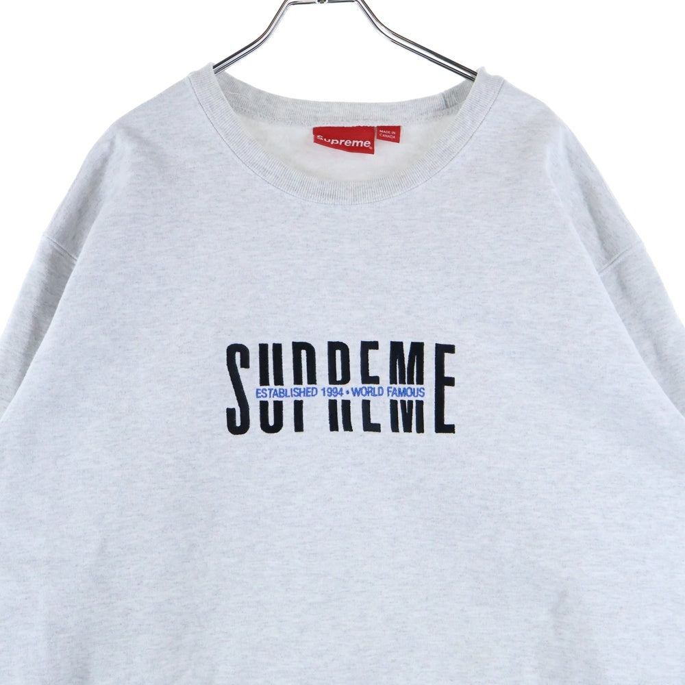 SUPREME(シュプリーム) 18AW World Famous Crewneck ワールド フェイスマス クルーネックトレーナー スウェット グレー