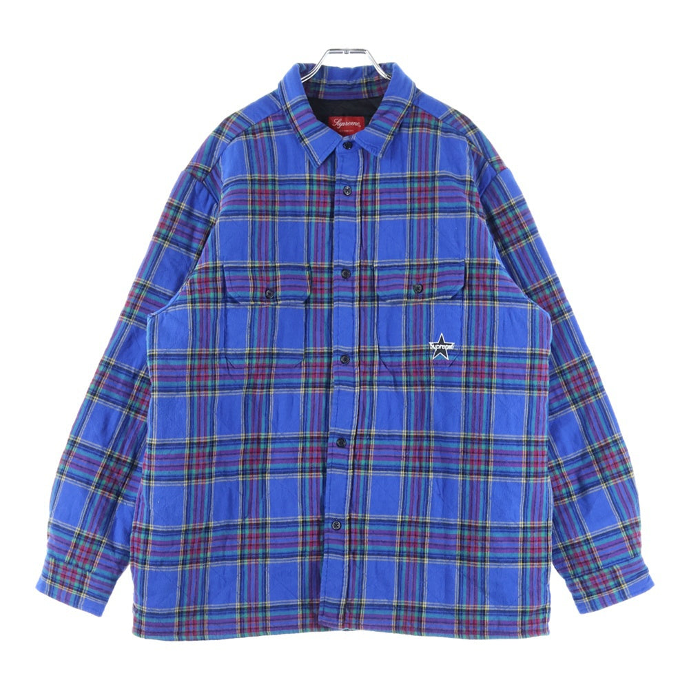 SUPREME(シュプリーム) 21AW Quilted Plaid Flannel Shirt キルティング フランネルシャツ 長袖シャツ ブルー
