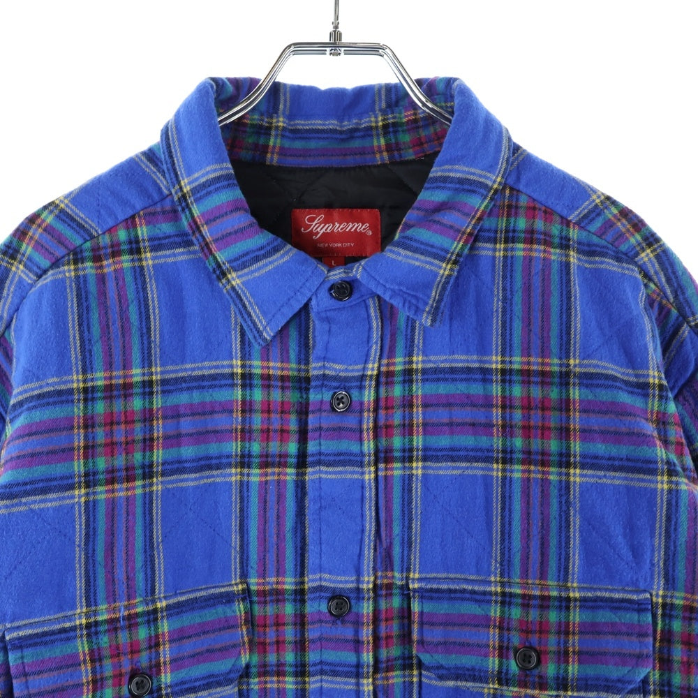 SUPREME(シュプリーム) 21AW Quilted Plaid Flannel Shirt キルティング フランネルシャツ 長袖シャツ ブルー
