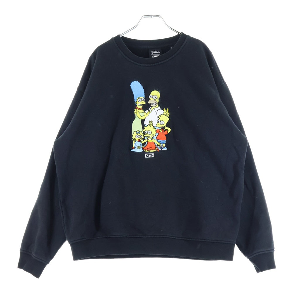 KITH(キス) x The Simpsons Portrait シンプソンズ フロント刺繍 クルーネックトレーナー スウェット ブラック