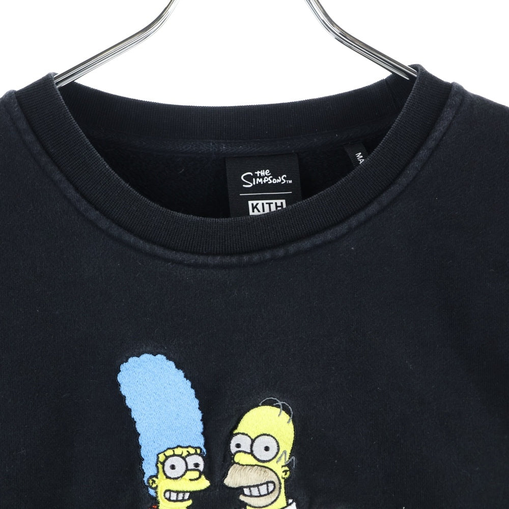 KITH(キス) x The Simpsons Portrait シンプソンズ フロント刺繍 クルーネックトレーナー スウェット ブラック