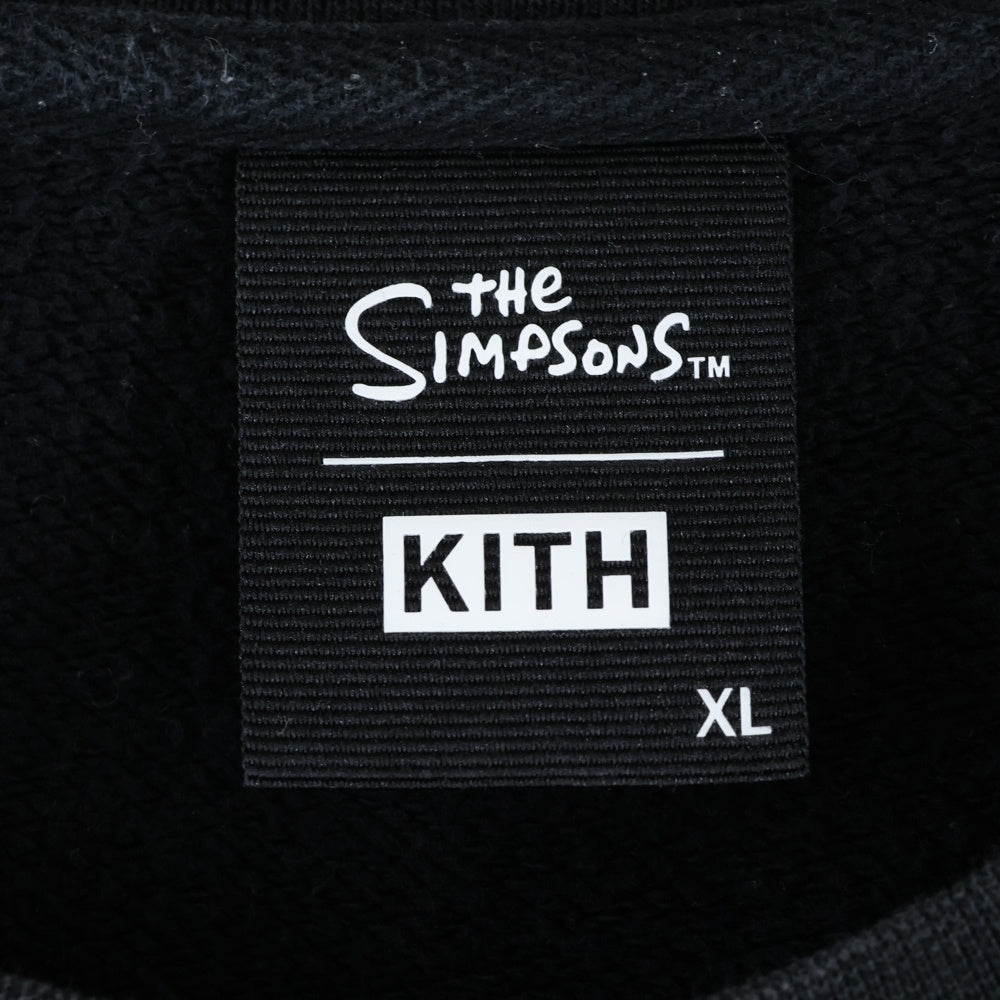 KITH(キス) x The Simpsons Portrait シンプソンズ フロント刺繍 クルーネックトレーナー スウェット ブラック