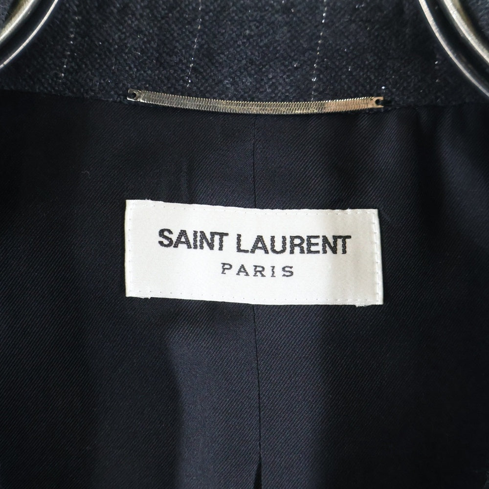 SAINT LAURENT PARIS(サンローランパリ) シングルブレスト ストライプ ウールテーラードジャケット グレー 705935 Y1F10