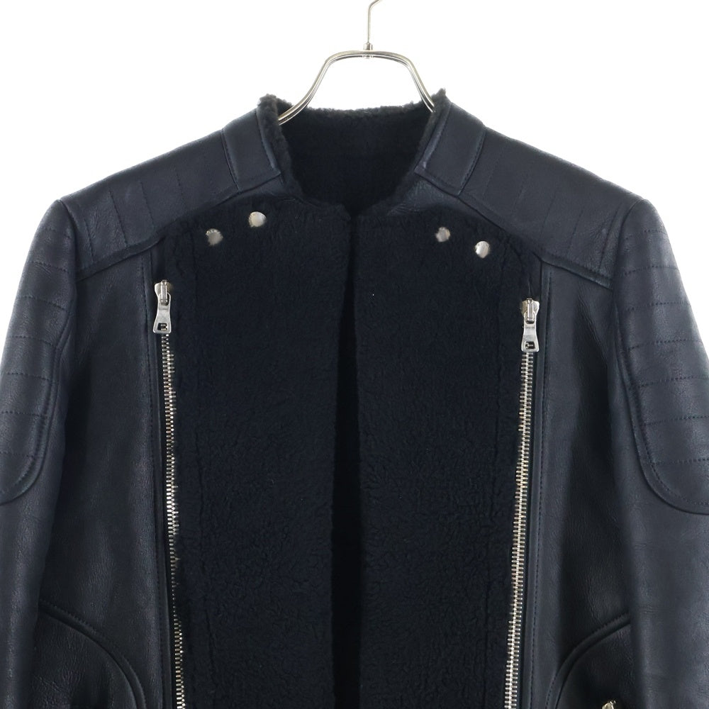 BALMAIN(バルマン) バイカームートン レザージャケット ブラック SH18252Z406