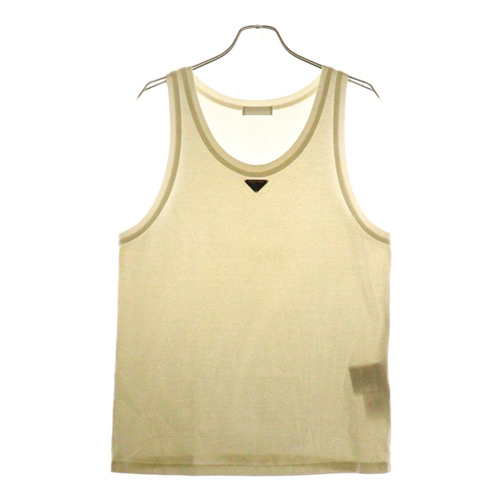 PRADA(プラダ) トライアングルロゴ ノースリーブカットソー タンクトップ ホワイト UJT109