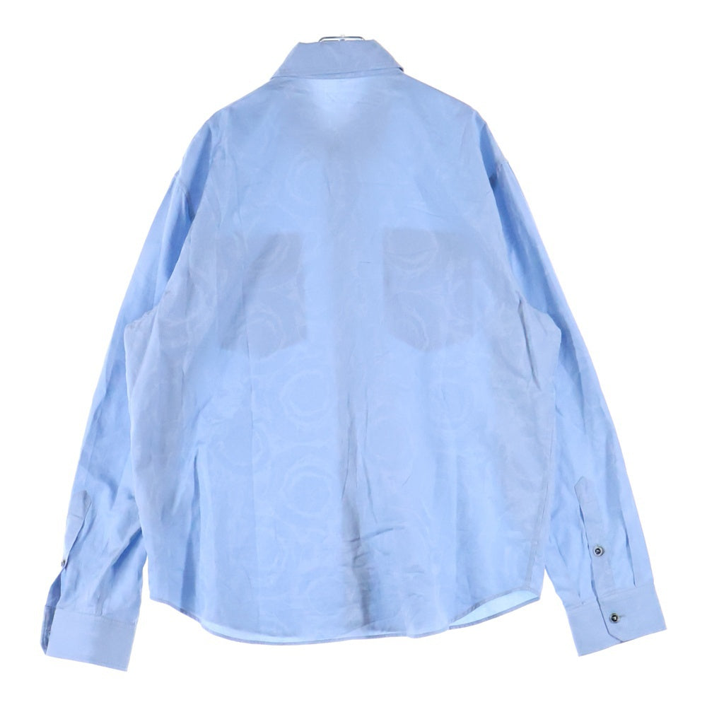 VERSACE(ヴェルサーチ) BAROCCO JAQCUARD COTTON SHIRT メデューサボタン 総柄コットン長袖シャツ ブルー 1018835