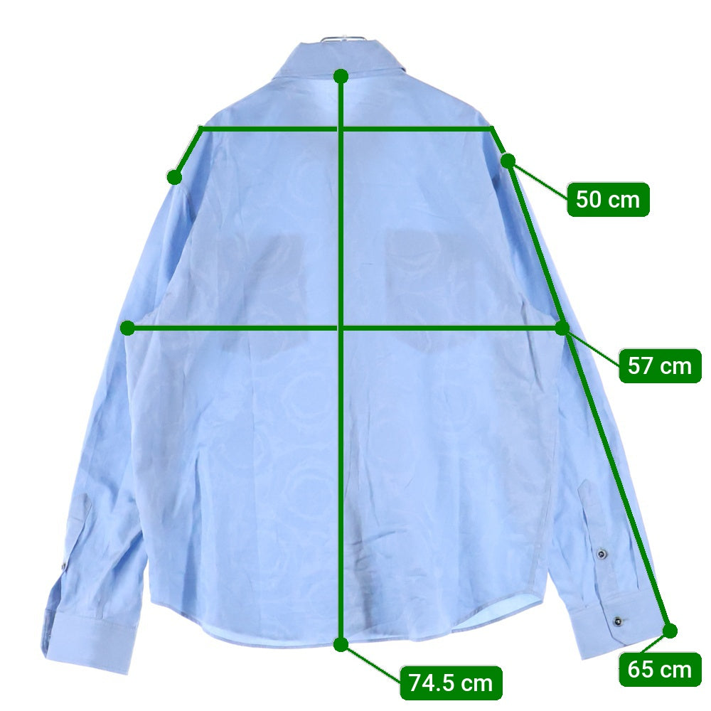 VERSACE(ヴェルサーチ) BAROCCO JAQCUARD COTTON SHIRT メデューサボタン 総柄コットン長袖シャツ ブルー 1018835