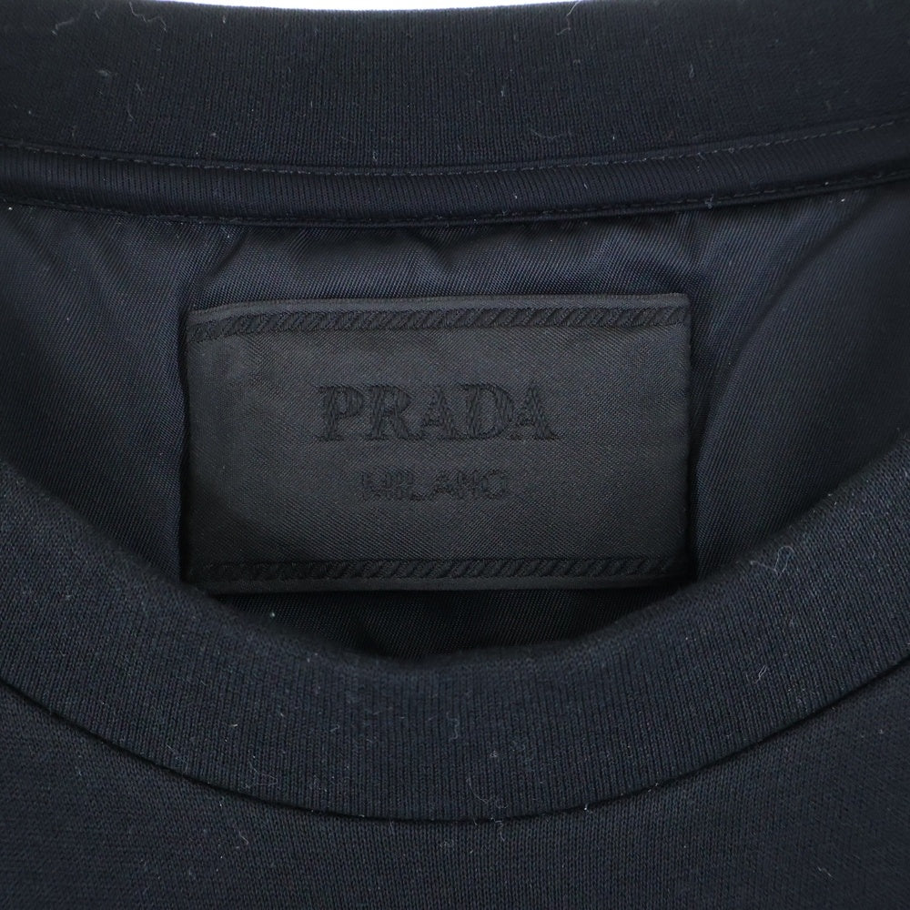 PRADA(プラダ) トライアングルロゴ クルーネック コットンスウェット長袖トレーナー ブラック UJL30A