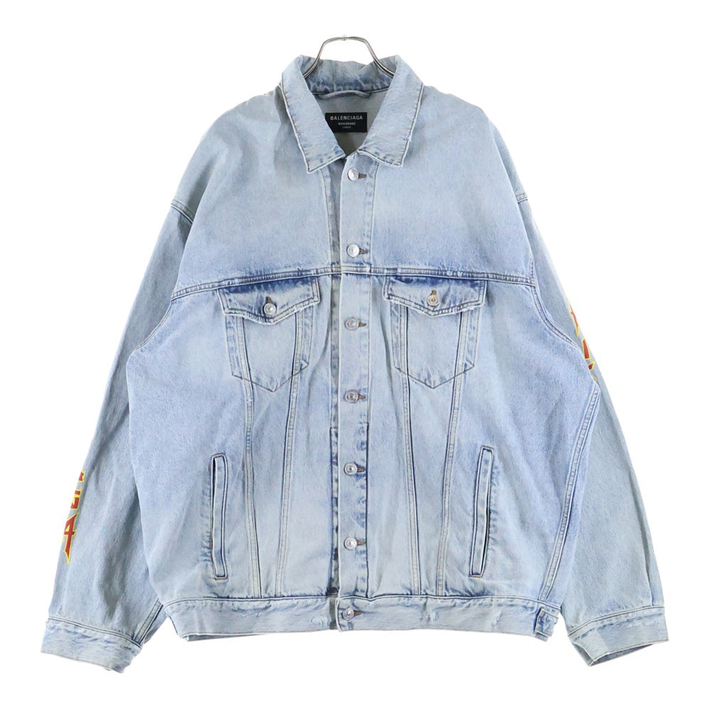 BALENCIAGA(バレンシアガ) 22SS METAL LOGO OVERSIZE WASHED DENIM JACKET メタルロゴ オーバーサイズ ウォッシュド デニムジャケット インディゴ 694504 TBP47