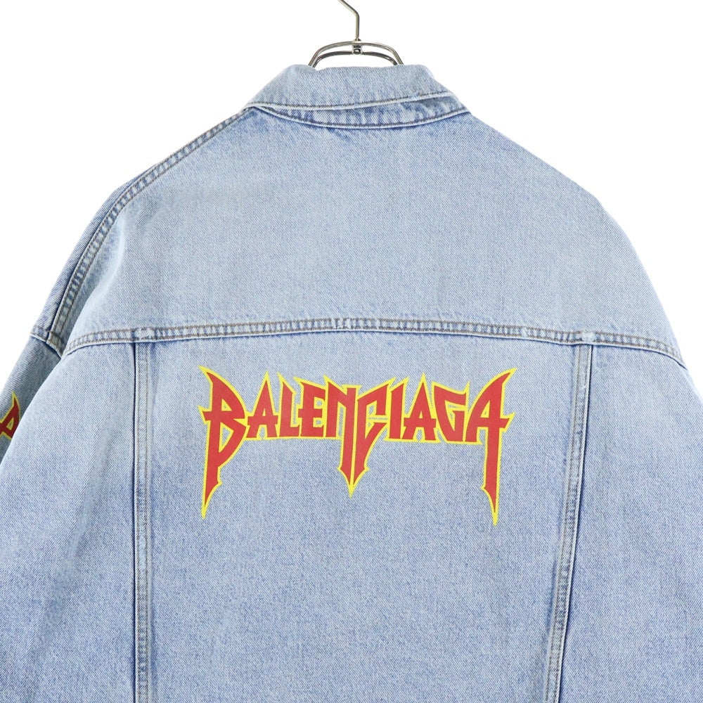 BALENCIAGA(バレンシアガ) 22SS METAL LOGO OVERSIZE WASHED DENIM JACKET メタルロゴ オーバーサイズ ウォッシュド デニムジャケット インディゴ 694504 TBP47