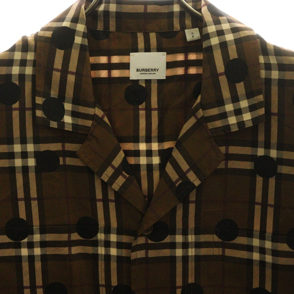 BURBERRY(バーバリー) ノヴァチェック ドット柄 半袖シャツ ブラウン 8067796
