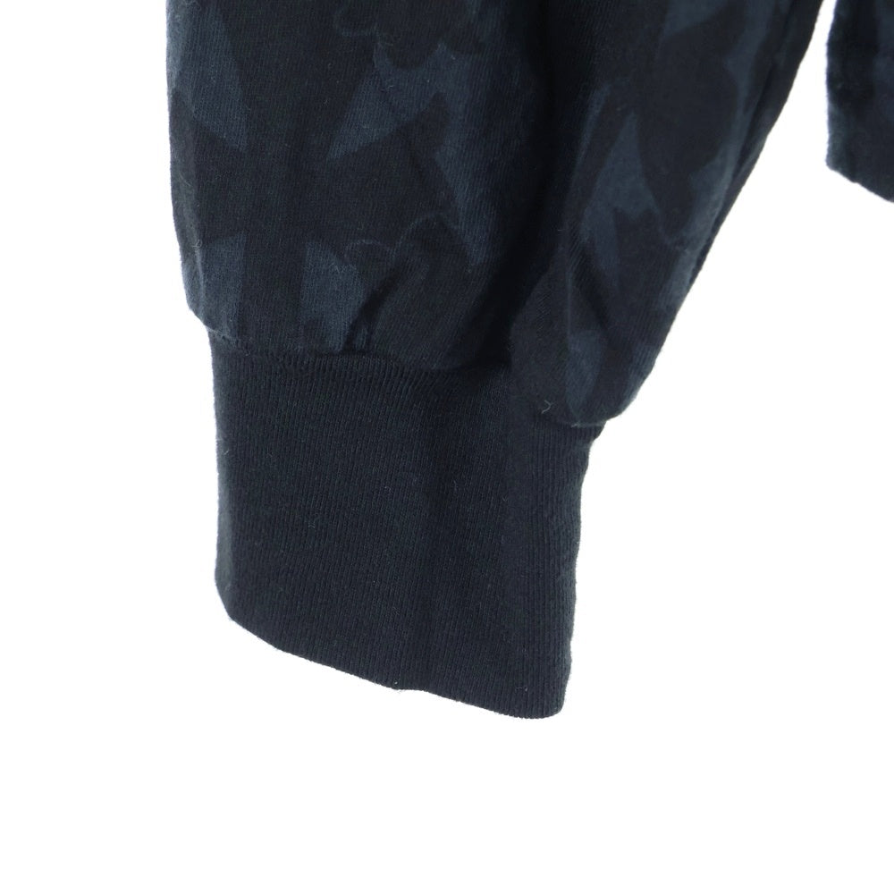 CHROME HEARTS(クロムハーツ) CH L S 1 CHクロス総柄 袖フローラルプリント 長袖Tシャツ ロンT カットソー ブラック