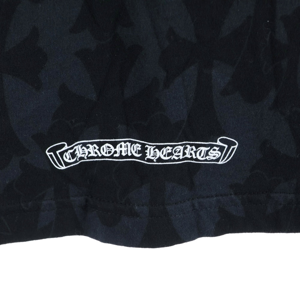 CHROME HEARTS(クロムハーツ) CH L S 1 CHクロス総柄 袖フローラルプリント 長袖Tシャツ ロンT カットソー ブラック