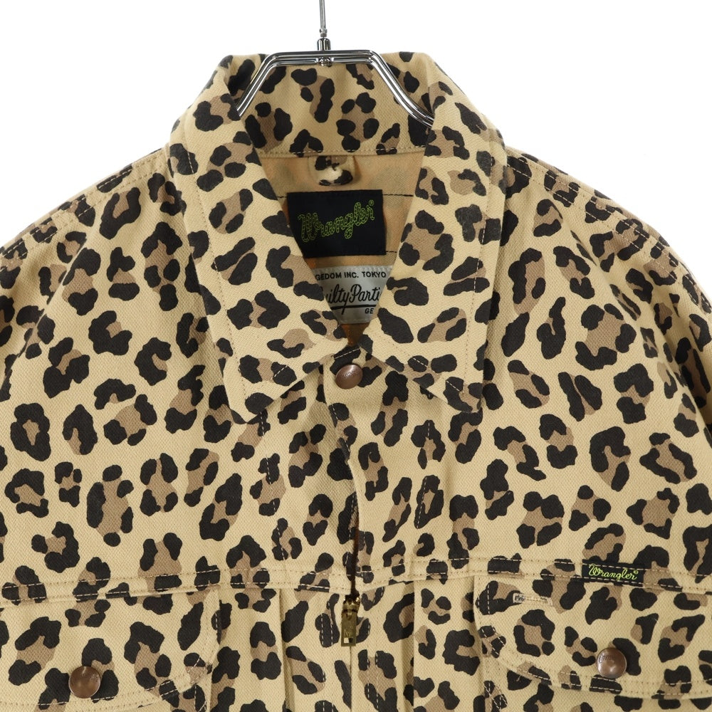 WACKO MARIA(ワコマリア) ×WRANGLER ×ラングラー レオパード デニムジャケット ジップアップブルゾン ブラウン WS9313