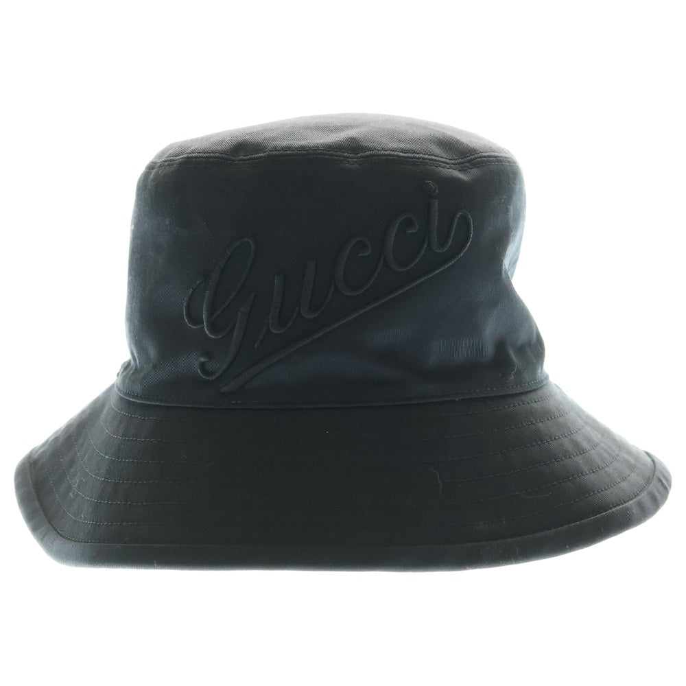 GUCCI(グッチ) ロゴ刺繍 バケットハット 帽子 ブラック 792789