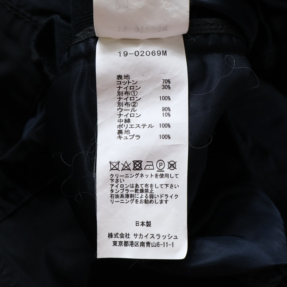 Sacai(サカイ) 19AW ミリタリージャケット ドッキング オックスフォード コート ブラック 19-02069M