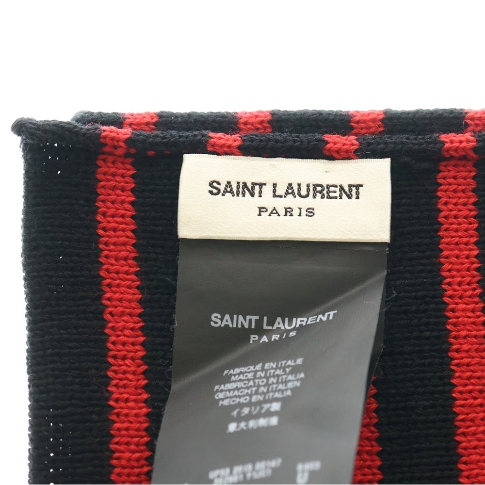 SAINT LAURENT PARIS(サンローランパリ) 15AW コットンウールボーダーマフラー 392961 Y1JC1