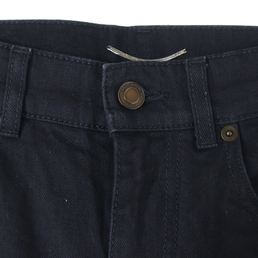 SAINT LAURENT PARIS(サンローランパリ) Crash skinny ボタンロゴ刻印付きクラッシュスキニーデニム ブラック 470030