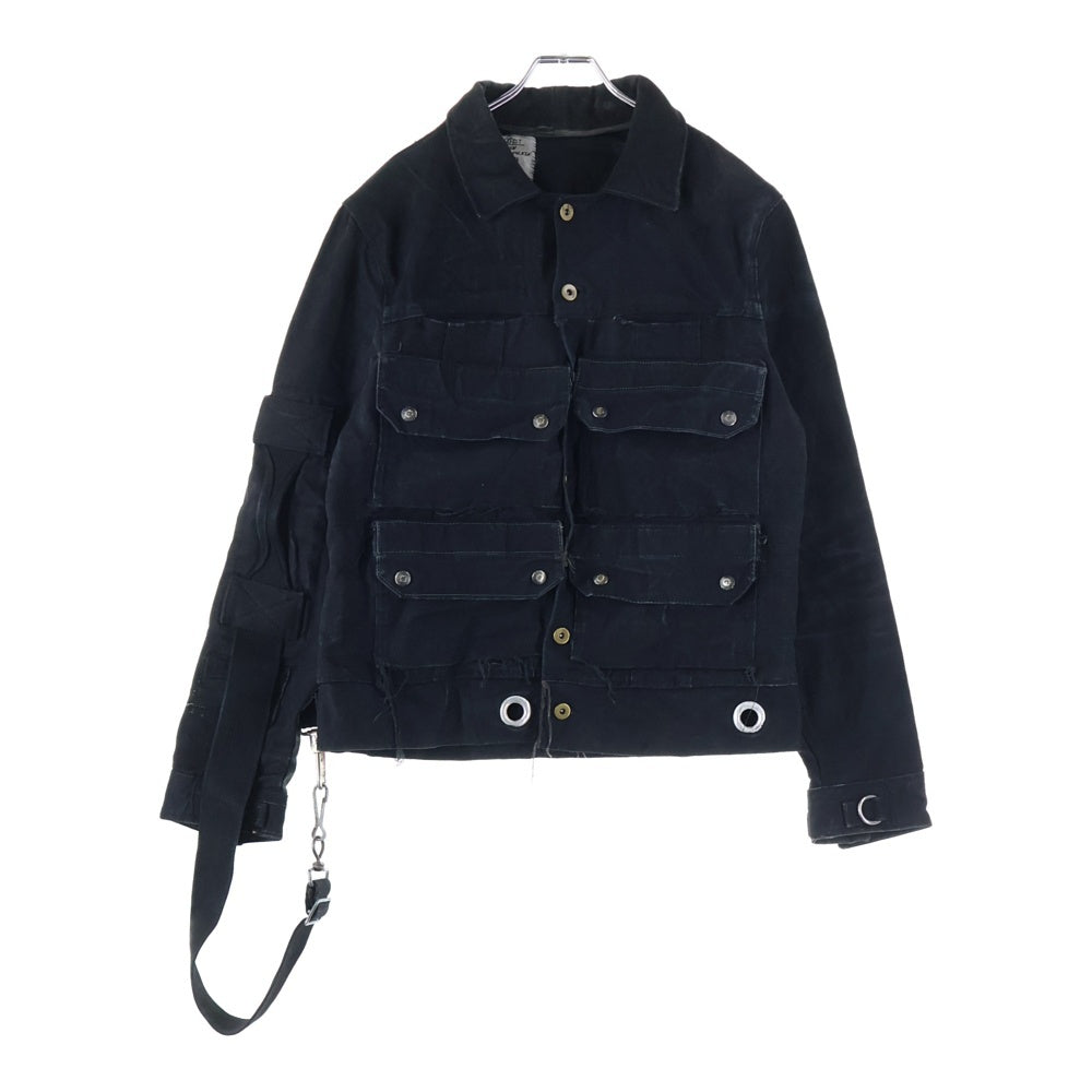 BLACKFIST(ブラックフィスト) バック刺繍 マルチポケット デニムジャケット ブラック