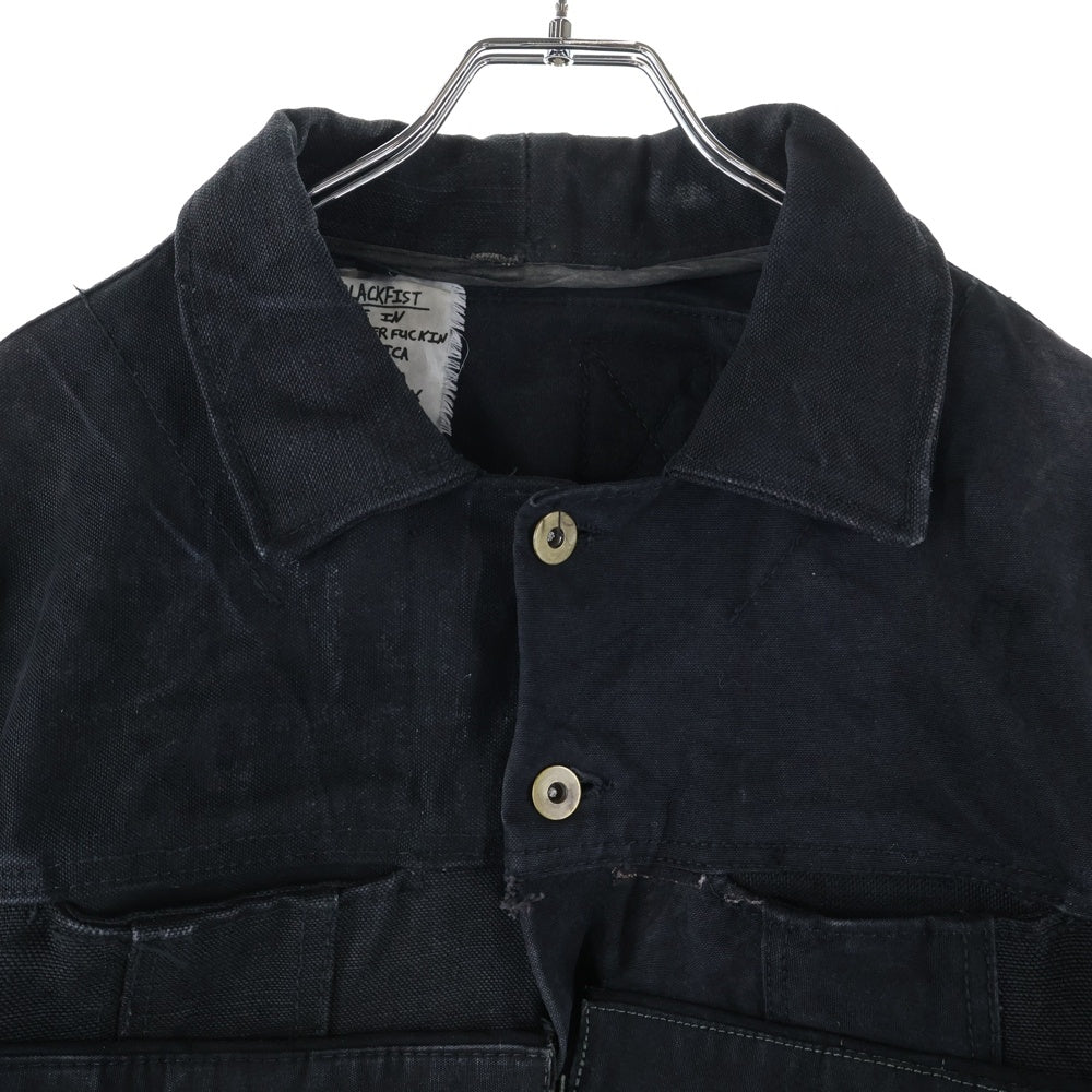 BLACKFIST(ブラックフィスト) バック刺繍 マルチポケット デニムジャケット ブラック