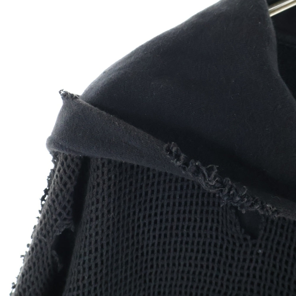 C2H4(シーツーエイチフォー) ドッキング メッシュ デストロイ加工 ジップアップフーディー パーカー ブラック