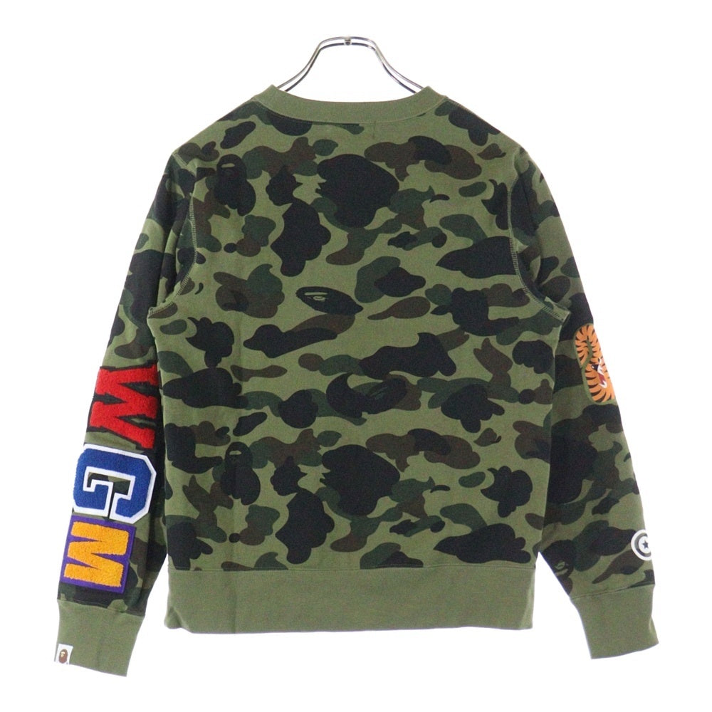 BAPE BY A BATHING APE(ベイプ ア ベイシング エイプ) Camo Shark Crew Sweatshirt シャークプリント カモフラ クルーネックスウェット トレーナー カーキ 001SWK801010M